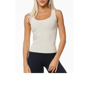 Débardeur court sans manches côtelé pour femme, en tissu uni de haute qualité, extensible, respirant, style streetwear, vente en gros - Product Image 5