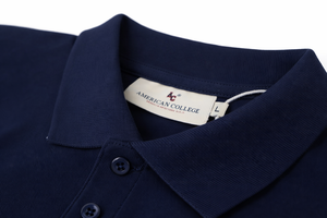 Men's <b>Navy</b> <b>Blue</b> Short Sleeve Knitted Cotton for <b>Shirt</b> with Red Embroidered Print Logo Front Casual Style Anti-Wrinkle - Product Image 5