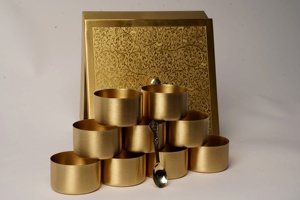 Square Brass <b>Masala</b> <b>Box</b> 9 Containers Handle Spoon | Portable Luxury Indian Spice Storage <b>Box</b> Engraved Lid Dining Home Outdoor - Product Image 4