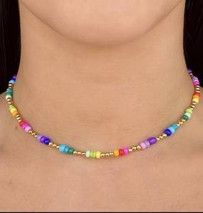 Collar de gargantilla con cuentas de lapislázuli blancas a granel, cuentas individuales de vidrio pequeñas color crema, suministro de joyería para mujer - Product Image 3