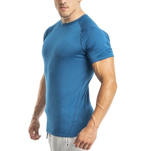 T-shirt en polyester spandex pour homme, séchage rapide, Compression, Sport, musculation, gymnastique, col en v, pour l'entraînement physique, la course, vente en gros, - Product Image 1