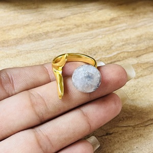 High Demand Latest Quartz <b>Ring</b> Fish Tail Shape Brass <b>Ring</b> 18k Gold Plated <b>Open</b> <b>Ring</b> Statement Vintage Women <b>Ring</b> For Wholesale - Product Image 2