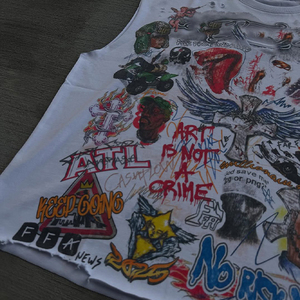 Chemise de créateur personnalisée de haute qualité T-shirt sans manches recadrée Boxy 100% coton T-shirts graphiques surdimensionnés lourds pour hommes - Product Image 4