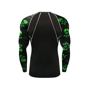 เสื้อรัดรูปสำหรับฝึกซ้อม MMA พิมพ์ลายกะโหลกสีดำเขียว แบบซับลิเมชั่นสั่งทำได้ ไซส์อเมริกา - Product Image 2