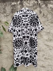 <b>Women's</b> Cotton Suzani Embroidery Long Kimono Floral Boho Vintage Robe Wrap House <b>Coat</b> for Home Sleepwear Summer Ethnic Style - Product Image 3