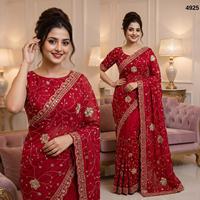 Sari en soie Fandy réversible avec broderie Zari complète et passepoil à sequins, tenue ethnique indienne traditionnelle, coupe ajustée, pour mariages et fêtes hiver/été