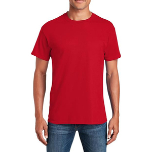 Camiseta de Hombre Roja Brillante, Lisa, de Manga Corta, Cuello Redondo, 100% Algodón, Informal, Verano, Venta al Por Mayor - Product Image 3