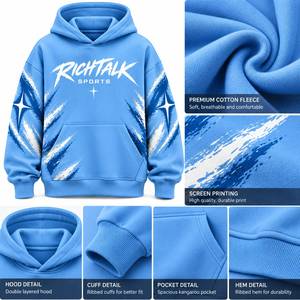 Sweat à capuche streetwear surdimensionné en coton French Terry, respirant, séchage rapide, avec poche avant et logo imprimé – Meilleure vente, haute qualité - Product Image 6