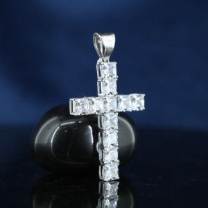 Trueya Men's Women's 925 Sterling Silver Princess Cut Cross Pendants Diamond Vvs Iced Small Chain Trendy Necklace GRA Certified - Product Image 6