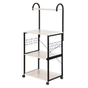 Scaffale da Cucina in Metallo a 4 Ripiani con Supporto per Microonde, Porta Forno e Portabottiglie Design Artisasset - Product Image 4
