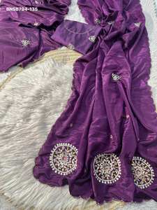 Colección Premium de Sarees y Conjuntos de Blusa de Seda Suave con Bordado Zardozi y Khatli para Festivales, Compra en Línea en India a Precio de Mayoreo - Product Image 2