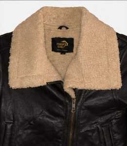 ChampKing Men's Black Leather <b>Jacket</b> With Faux <b>Fur</b> <b>Hood</b> Zipper Closure - Product Image 6