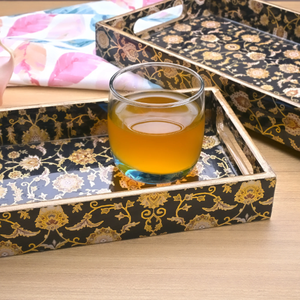 Bandeja Decorativa de Madera con Estampado Esmaltado para Servir Alimentos, Color y Tamaño Personalizables, para Hogar o Restaurante, Hecha en India - Product Image 2