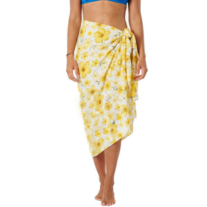 Floral Printed Customized Color Polynesian Style Beach Pareo for Women Versatile Sarong Wrap <b>Skirt</b> Cover-Up Adjustable Tie Waist - Product Image 1