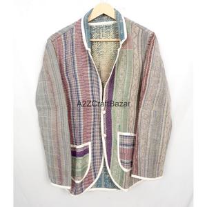 Indian Bohemian <b>Kantha</b> Vintage Breathable Eco-Friendly Knitted Cotton Regular Length Ladies Autumn Winter <b>Jacket</b> - Product Image 5