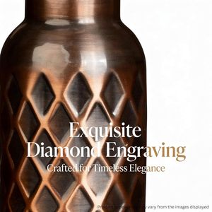 Designer Pure <b>Copper</b> <b>Bottle</b> with Antique Diamond Texture 1 Litre Leakproof <b>Copper</b> <b>Drinking</b> <b>Bottle</b> for Home Kitchen Office - Product Image 6