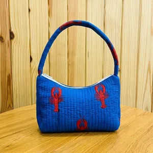 Sac fourre-tout matelassé en coton de luxe, imprimé floral fait main, sac à bandoulière pour femme, sac de shopping, logo personnalisé, qualité export en gros - Product Image 6