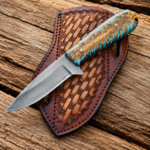 Edge Master Manufacture Industrial Custom Handmade Skinner Knife Pine Cone Resin Handle D2 Steel Fixed Blade <b>Leather</b> Sheath - Product Image 6