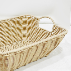 Plateau carré en polyrotin à poignées perforées, écologique, moderne, fait main, pour salle de bain et boissons, à prix abordable et de bonne qualité - Product Image 3