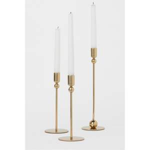 Ensemble de bougeoirs hexagonaux modernes en métal doré, style nordique, en laiton plaqué, pour décoration intérieure et événements - Product Image 3