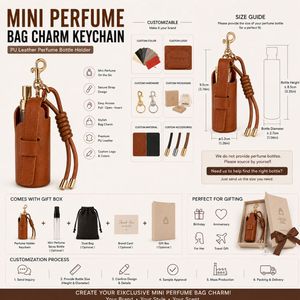 Llavero de cuero PU personalizado con mini botella de perfume y colgante para bolso - Product Image 6