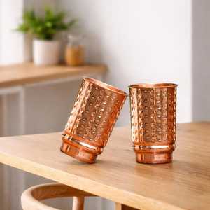 Copper Hammered Metal Tumblers Modern Drinkware for Water <b>beer</b> serving Glass Unique design Home Decor Eco-Friendly Mug - Product Image 6