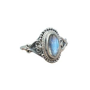 Natural Labradorite Oval Gemstone <b>Ring</b> 925 Sterling <b>Silver</b> Handmade Vintage Filigree Boho Statement Jewelry Gift for Women <b>Men</b> - Product Image 1