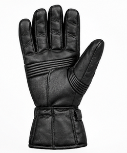Gants d'hiver en cuir véritable noir pour hommes, compatibles écran tactile, chauds, pour moto, avec sangle réglable - Product Image 4