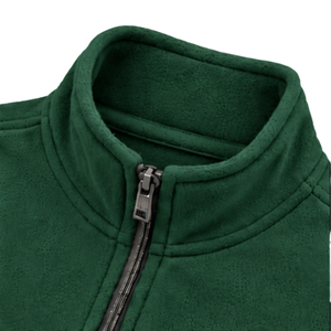 Sweat-shirt décontracté à col montant et manches longues en micro polaire texturé vert foncé, demi-zip, vente en gros, vêtements personnalisés, OEM - Product Image 3