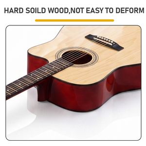 Chitarra Acustica Dreadnought Cutaway in Legno Naturale da 41 Pollici con Capotasto, Borsa, Accordatore e Set di Chiavi - Product Image 6