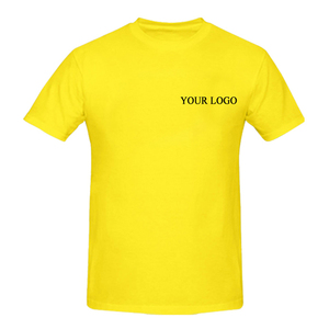 T-shirt à manches courtes jaune pour homme, col rond, 100% coton, tee-shirt décontracté uni avec logo personnalisé sur le devant - Product Image 4