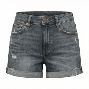 Shorts de mezclilla para mujer, estilo casual, personalizados, de color lavado, premium, de tiro medio, holgados, estilo boyfriend, a la moda - Product Image 1