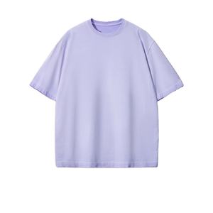 T-shirt en éponge française délavé à l'acide 100% coton Polyester Vintage Streetwear surdimensionné col en O uni - Product Image 4