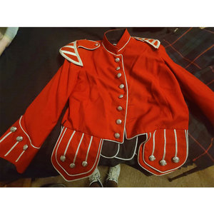 Chaqueta Escocesa Roja Doble para Piper, Túnica de Lana para Banda de Marcha, Chaqueta para Tamborista, Hecha a Mano y Personalizada - Product Image 1