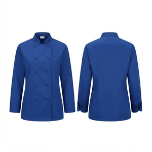 Unisex <b>Chef</b> <b>Jacket</b> Premium Polycotton 65 35 200 GSM Royal Blue Double Breasted Short Sleeve Kitchen Uniform Restaurant Bar - Product Image 1