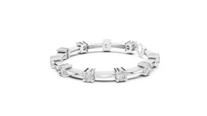 Bracelet de luxe pour femme en or massif 18 carats avec diamant de laboratoire rond brillant de 5,6 carats, maillons en barre et fermoir mousqueton - Product Image 5