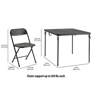Conjunto de Mesa y Sillas Plegables para Jardín o Patio, 5 Piezas, Muebles de Resina para Exteriores con 4 Asientos, Color Negro - Product Image 5