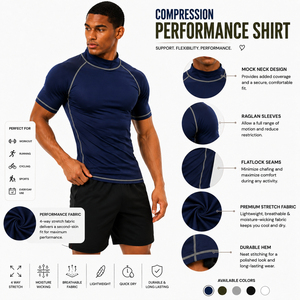 <b>Men's</b> Sleeve <b>Compression</b> T <b>Shirt</b> Breathable Quick Dry Slim Fit Sports Top Workout Training Tee - Product Image 6