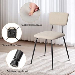 Ensemble moderne de 6 chaises de salle à manger rembourrées blanches pour la cuisine, le bar, le bureau - Product Image 4