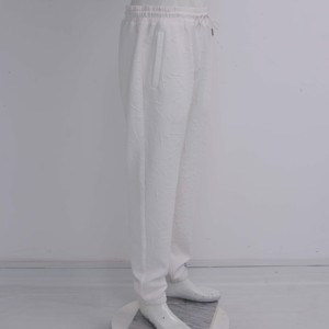 Pantalones Deportivos Blancos de Felpa con Cordón en la Cintura, Corte Regular, Largura hasta el Tobillo, Pantalones Casuales para Mujer, Pantalones de Algodón Tejido para Otoño - Product Image 3
