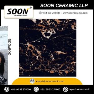 Próximamente en el mercado: Azulejos de porcelana dorada para pared interior, 600x600 mm, con textura de flores y plantas, brillantes, antibacterianos y resistentes a los ácidos. - Product Image 2