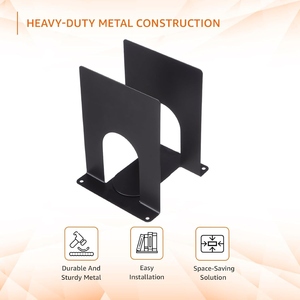 New design Minimalist Metal Bookend Set Black Heavy Duty Non Slip <b>Book</b> Holder Office Desk Organizer School Library Shelf Support - Product Image 4