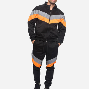 Chándal Deportivo para Hombre, Color Negro, con Bloques de Color, Ecológico, de Poliéster/Algodón, Manga Larga, con Capucha, Pantalones Deportivos con Bolsillos Laterales, Elástico, para Invierno - Product Image 1