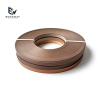 Bande de chant PVC brillante effet bois autocollante en rouleau 1x22mm largeur personnalisée 0.4-3mm pour le placage des tiroirs en contreplaqué