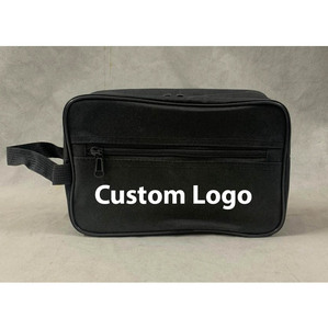 Black Cosmetic Bag Custom Logo Zipper <b>Makeup</b> <b>Case</b> Lightweight Travel Toiletry Pouch for Daily Use - Product Image 1