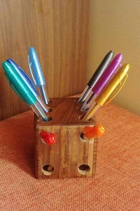 Wooden Cube Shape Pen Holder for Desk Handmade Office Pencil Holder <b>Desktop</b> Organizer Home Decor - Product Image 4