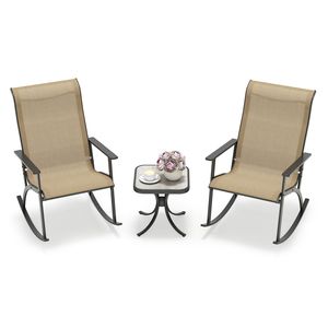 Ensemble de chaises et table de bistrot robustes avec dossier haut et plateau en bois-plastique - Product Image 1