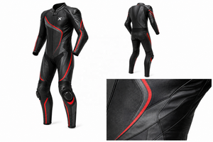 Combinaison de moto en cuir une pièce pour course sportive |   Résistant au vent |   Noir Orange Bleu Gris |   Logo X |   OEM ODM |   Design haut de gamme - Product Image 6