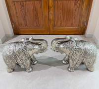 Nouvelles statues d'éléphants de grande taille en argent allemand faites à la main, décoration traditionnelle pour l'intérieur, entrée, décoration de la maison, forme irrégulière, sur pied