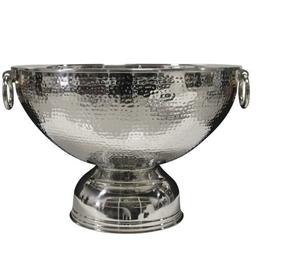 Cuenco de vino antiguo de plata martillada con asas, hecho a mano, con forma de pétalo y base, para decoración del hogar - Product Image 1